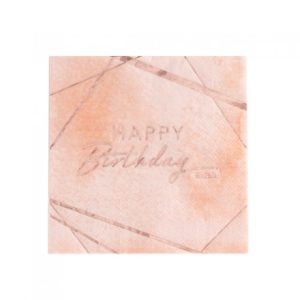 16 Tovaglioli  Happy Birthday Rosa Gold  Biodegradabile e Riciclabile (33×33)  – Givi Italia