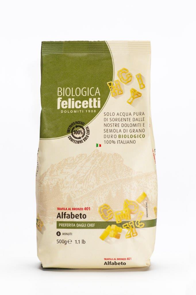 Pasta biologica Felicetti alfabeto n.401- sacchetti carta da 500 grammi