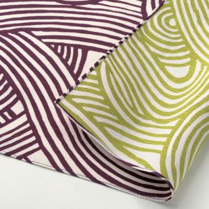 Furoshiki double-face Isa monyo viola/verde con onde 48cm